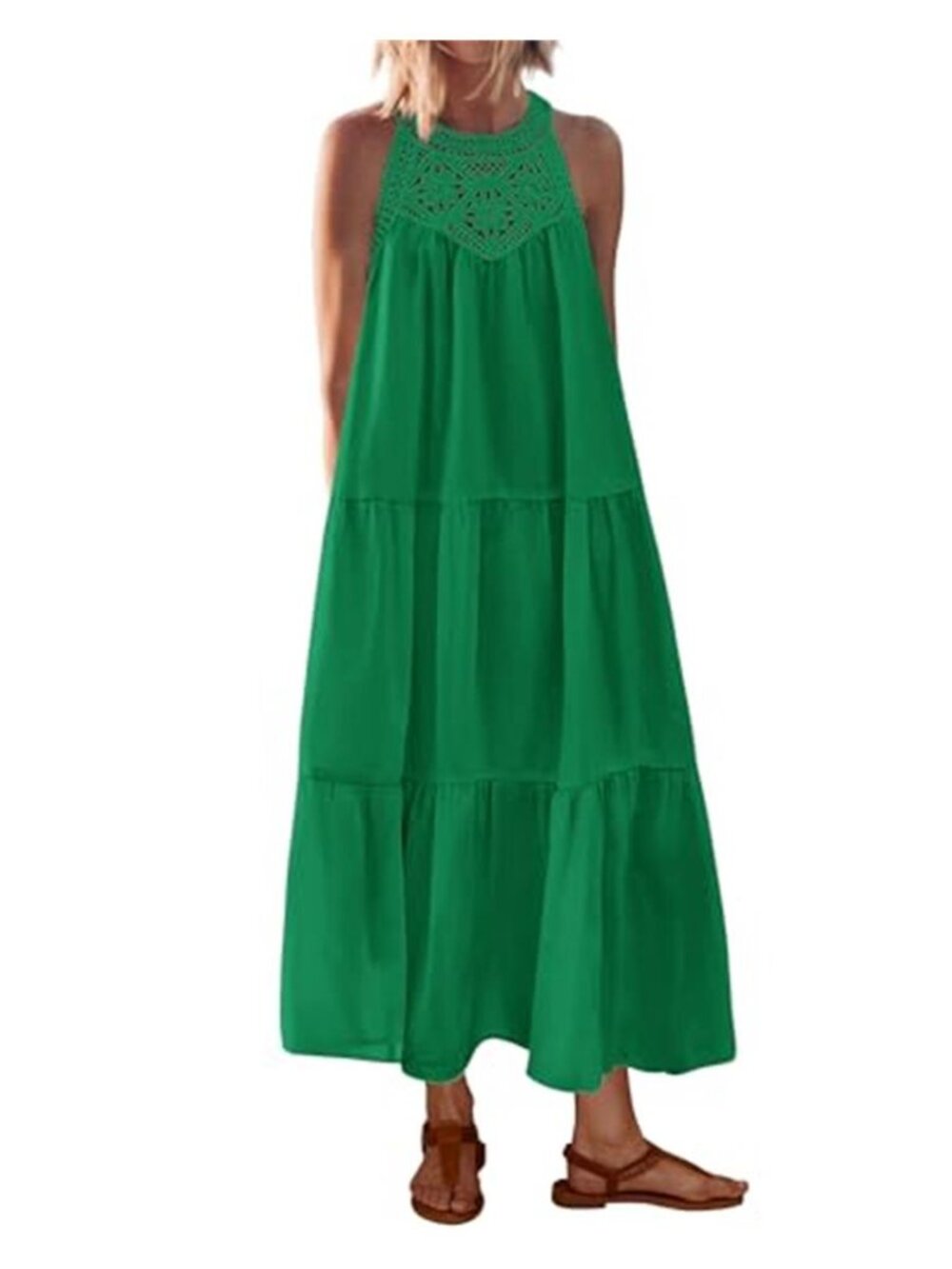 Women's Halter Summer Dress Casual Spring Hollow Boho Maxi Dress